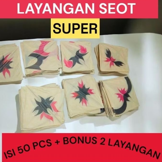 50 Dan 100 Pcs Layangan Seot Super Berotot Dan Merosot Ukuran 54 Arku Rapih