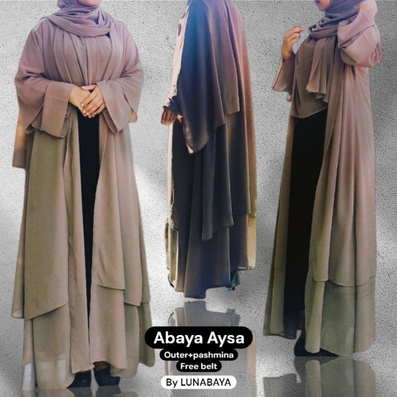 Abaya aysa set outer pashmina dan belt
