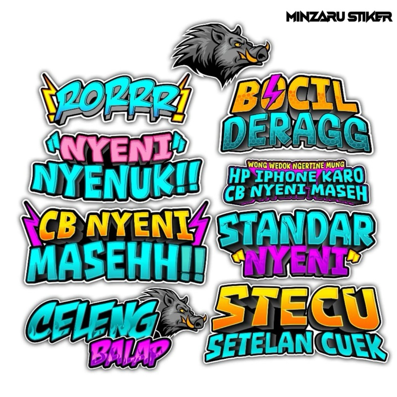 

MINZARU STIKER | STIKER PACK ISI 8 | BOCIL DERAGG | RORRR | CB NYENI | STECU