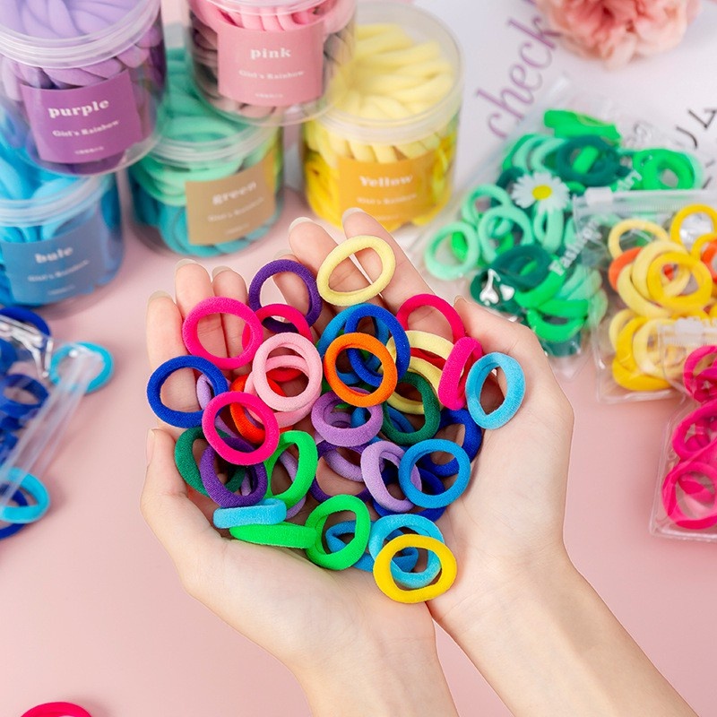 Ikat Rambut Mix Warna isi 50pcs & 100pcs Ikat Rambut Donat Ikat Rambut Murah Harga Grosir Bisa COD