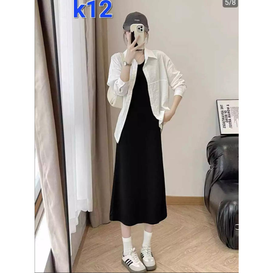 Dress K12 Inner Span/ Dress Panjang Tanpa Lengan/Basic Outfit