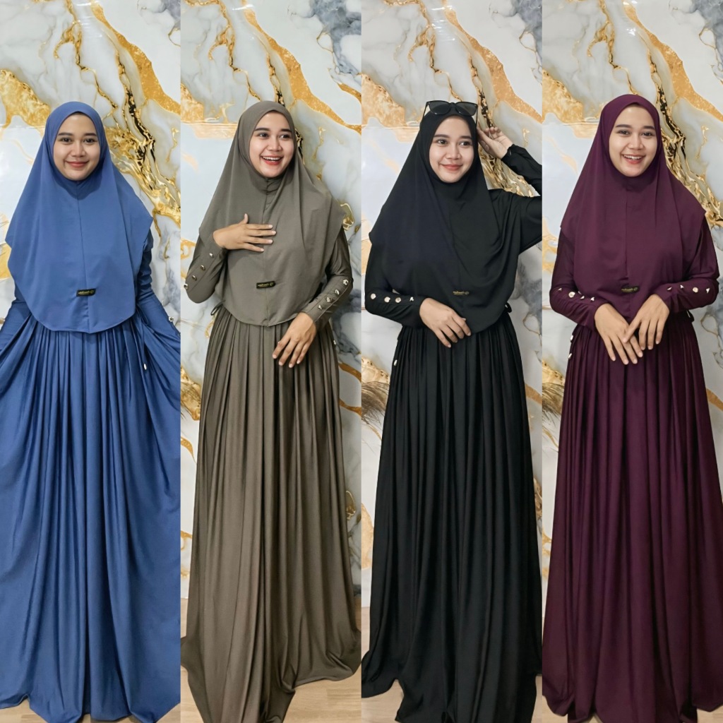 Gamis Abaya Terbaru Wanita Syari Set Hijab dan Ciput Bahan Jersy Inara
