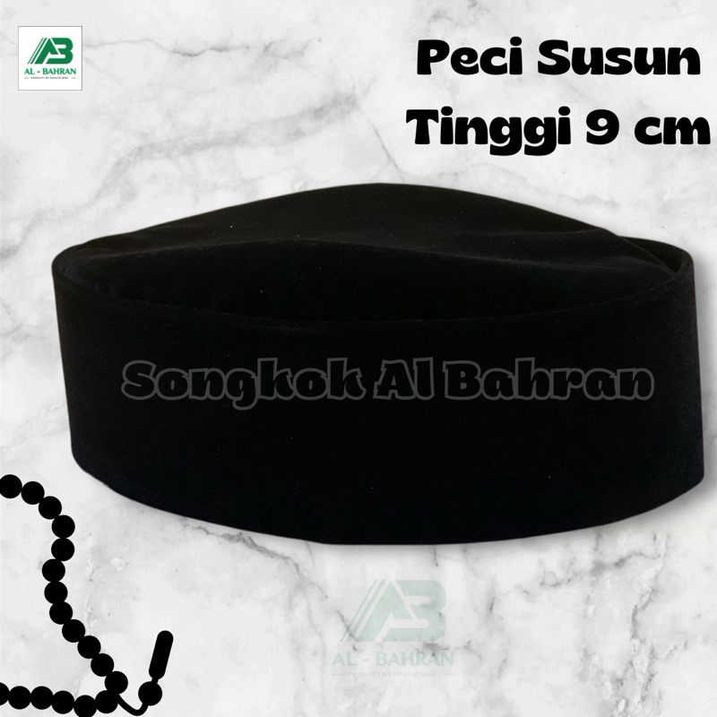 Peci Susun / Peci Jambul Hitam Dewasa Songkok Jambul Kopyah Jambul Dewasa Tinggi Standar