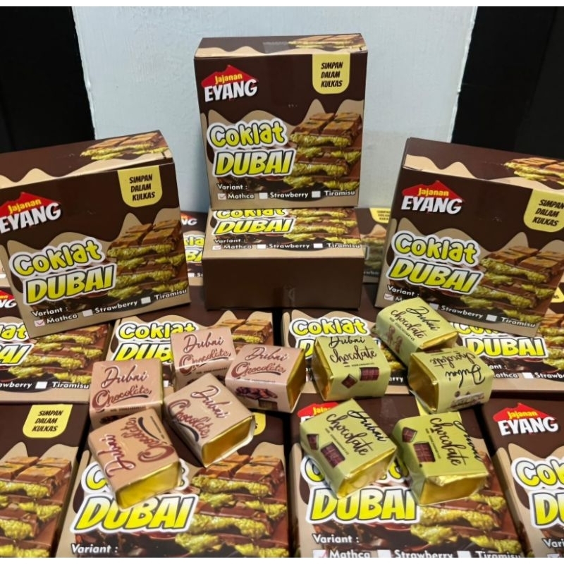 

Coklat Dubai Mini Kemasan Box isi 10pcs Rasa Macha dan Tiramisu