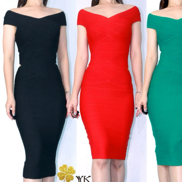 YKdress 0051 BBdress midi dress  BLACK RED  TANPA lengan  SABRINA dress rajut polos bodycon lengan p