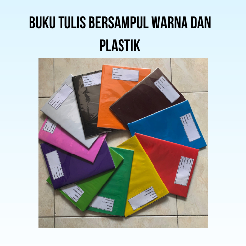 Buku tulis sudah disampul warna dan sampul plastik