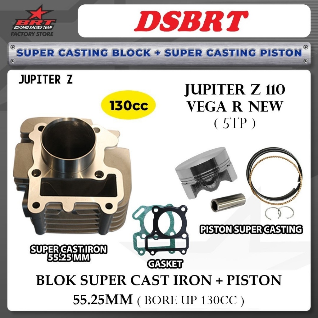 BLOK CASTING BRT BORE UP JUPITER Z Burhan 110 5TP VEGA R NEW + PISTON 55.25 Bore Up 130cc