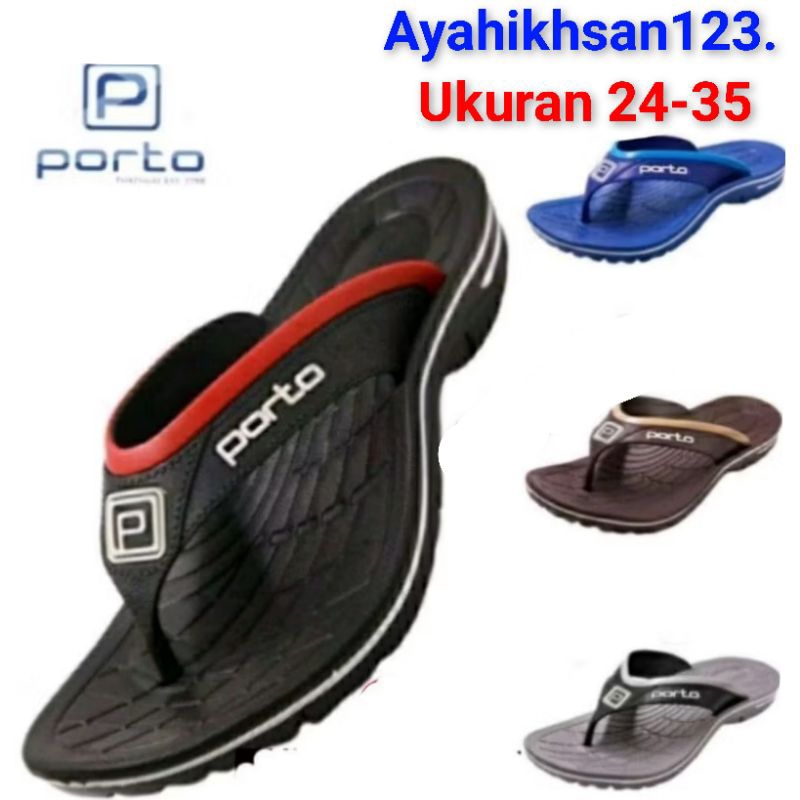PORTO 1016B sandal jepit karet anak laki-laki ukuran 24-35