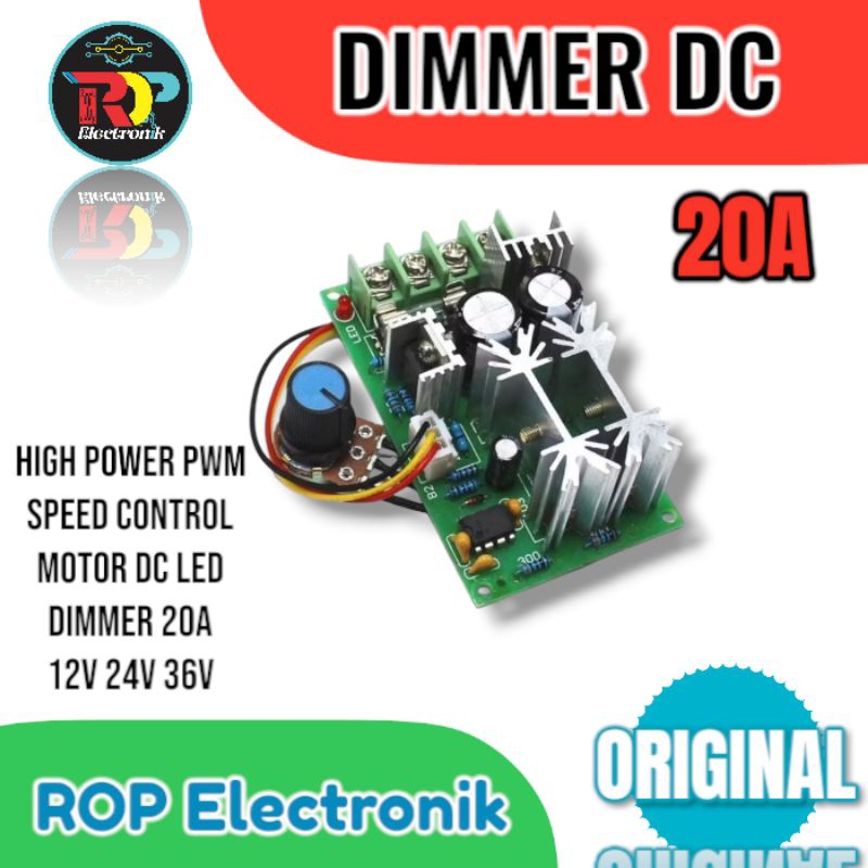 HIGH POWER PWM SPEED CONTROL MOTOR DC LED DIMMER 20A 12V 24V 36V