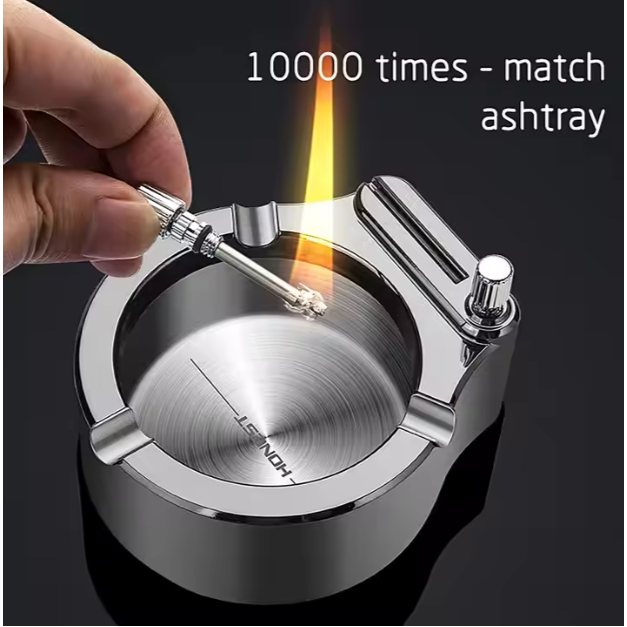 Asbak Plus Korek Api Gesek Minyak HONEST ashtray Metal lighter