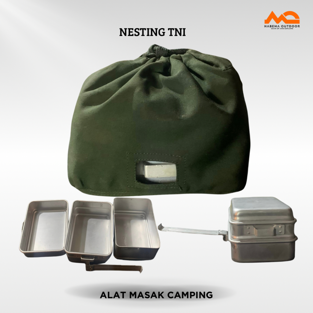 Nesting TNI POLRI Second Original Alat Masak Camping Hiking Aktivitas Outdoor Cooking Set Ekonomis