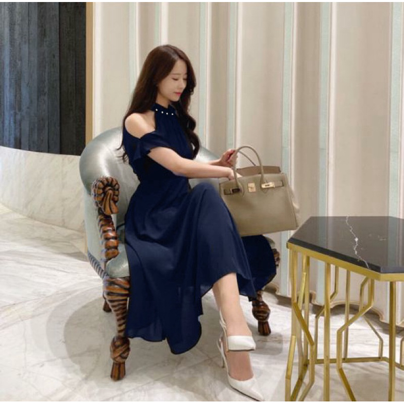 SHENY DRESS MIDI KOREAN STYLE VINTAGE DRESS POLOS