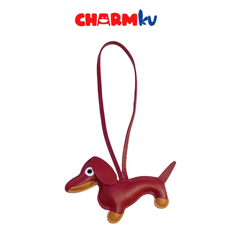 Dachshund Dog Leather Bag Charm Gantungan Tas Keychain
