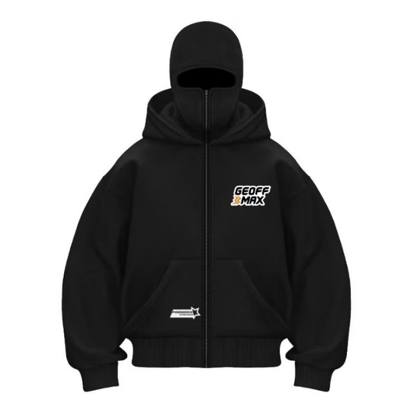 Geoff Max Jaket Sweater Hoodie Zipper Unisex Balaclava Black M-XXL