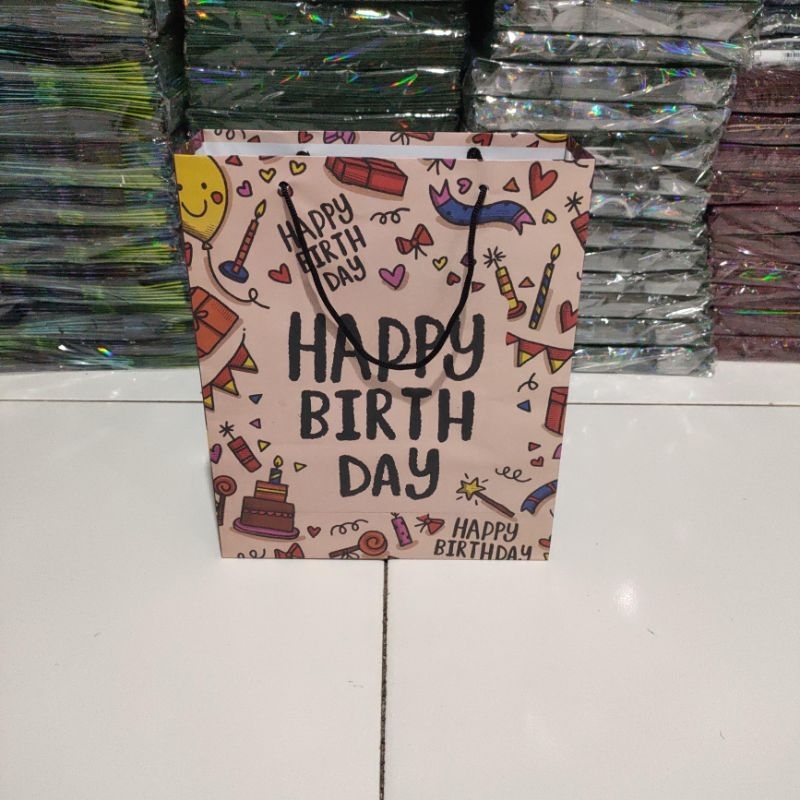 

RB Paper Bag Happy Birthday & Thanks You Lusinan Isi 12 pcs Ukuran 21725 cm
