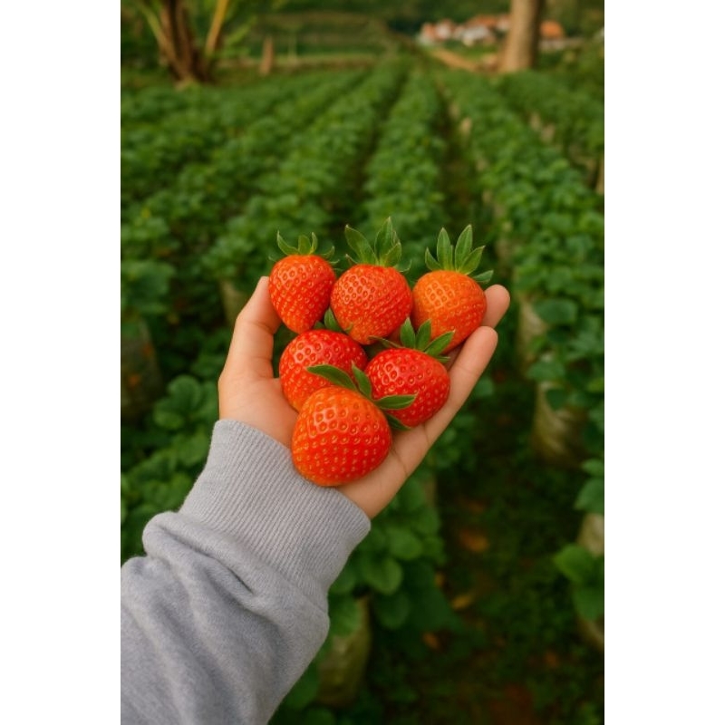 

STRAWBERRY GRADE B-C SEDANG/KECIL NETTO 1KG FRESH DARI KEBUN CIWIDEY