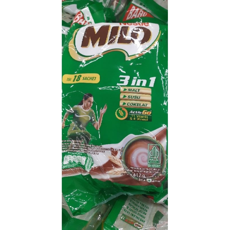 

MILO SUSU COKLAT NESTLE 3IN1 ISI 18 SACHET / 612 gr