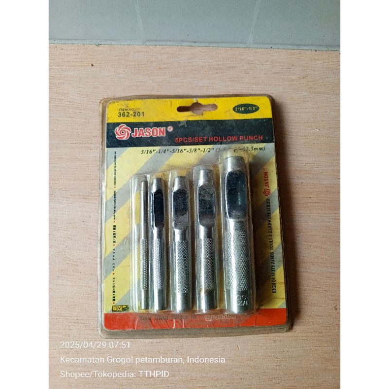 

Alat Pembuat Lubang Kulit Karet Kain Plong 5 Pcs Jason Hollow Punch