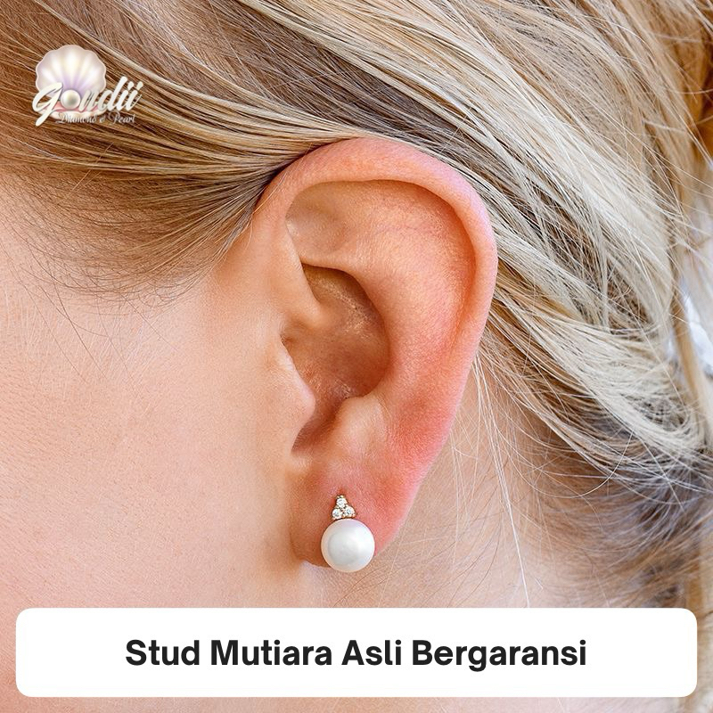 Stud Giwang Tusuk Mutiara Asli Bergaransi - Anting Giwang Wedding - Giwang Pesta