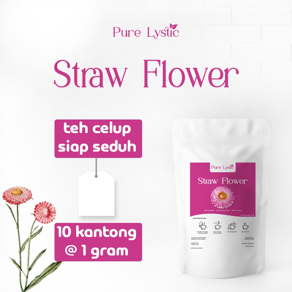 

Pure Lystic - Straw Flower Tea Redakan Gejala Panas Dalam & Obati Sinus Legakan Napas Teh Seduh