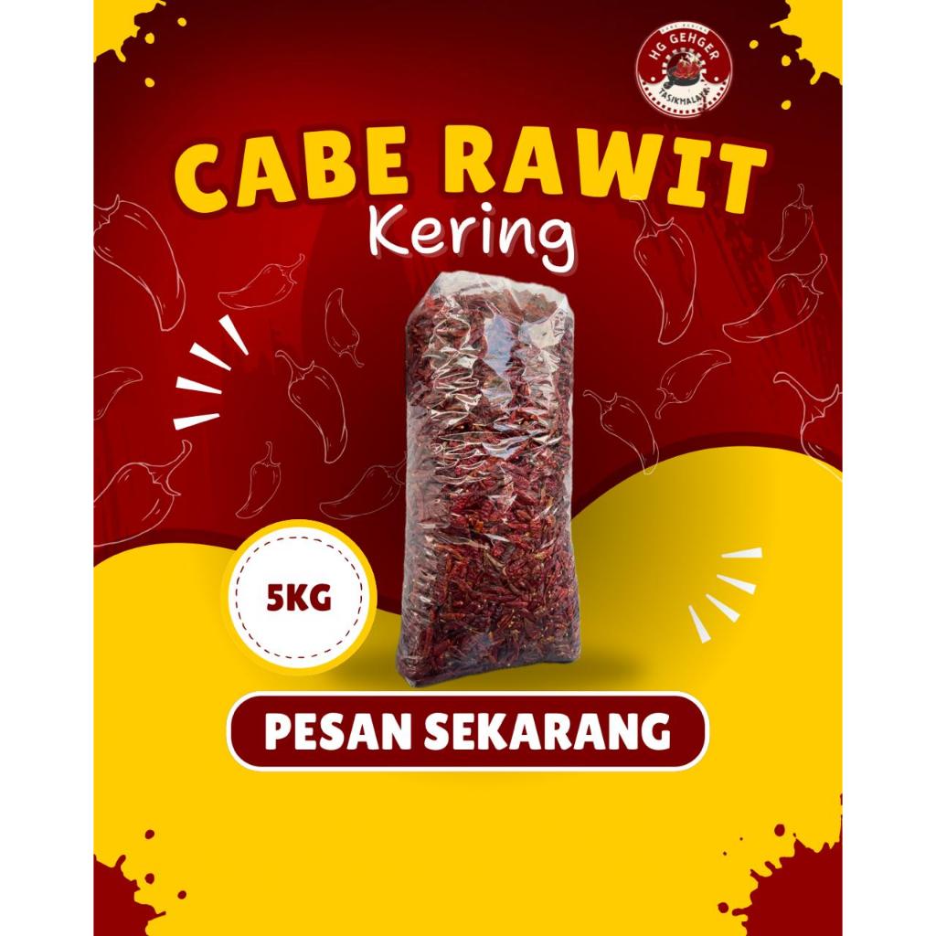 

HG GEHGER Cabe Rawit Kering Merah Tanpa Tangkai 5Kg Grade 1/A Kualitas Teja Caplak Super Pedas
