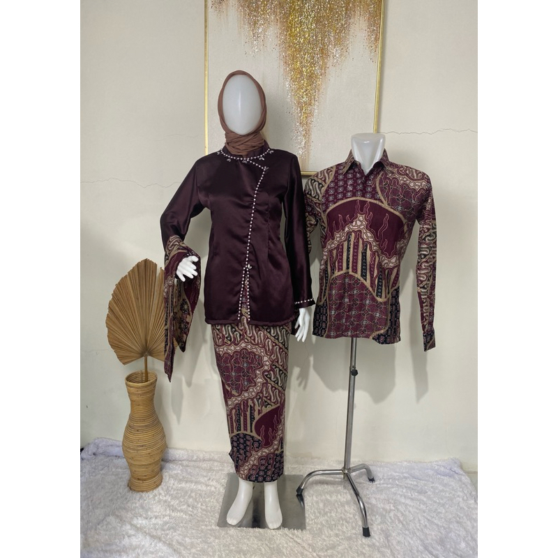 (Ada JUMBO) GENDHIS Baju Kurung Melayu Warna Burgundy Hijau Botol Baju Couple Baju Lamaran Baju Kond