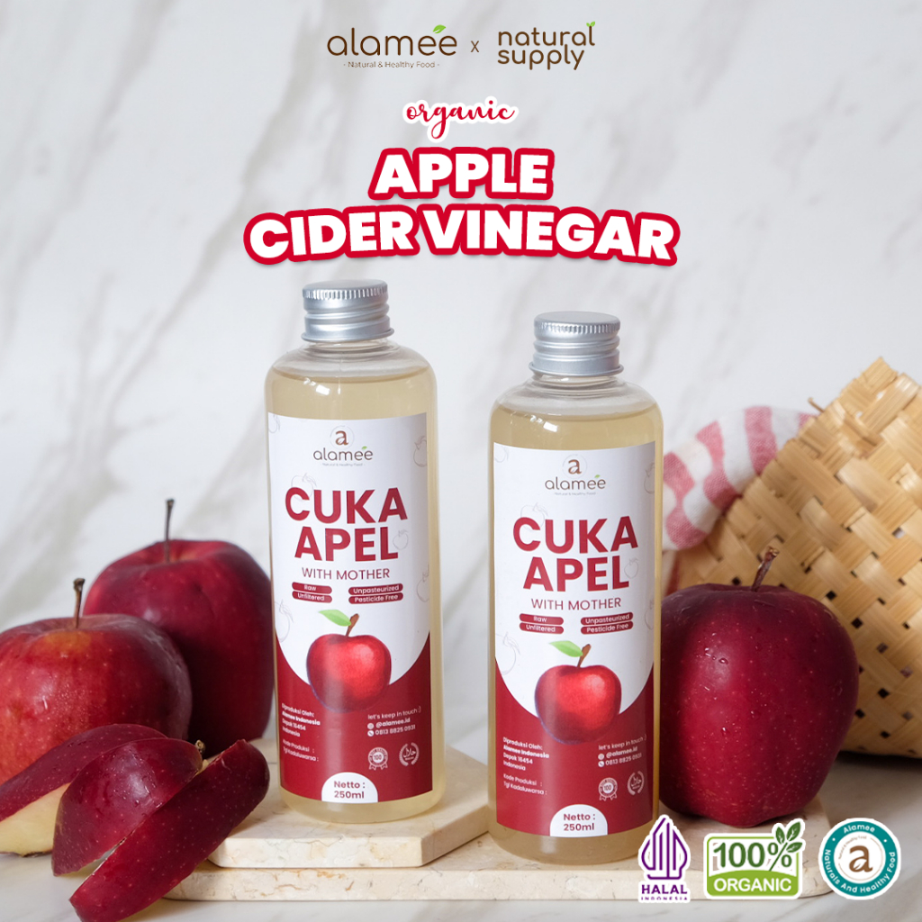 

ALAMEE Cuka Apel Original Vinegar With Mother Premium Organik Apple Cider Vinegar Sari Buah