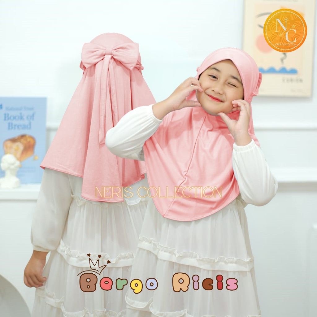 HIJAB Jilbab Anak Instan Bergo Ricis Anak Pita Belakang Jersey 3-7 Th l Bergo Anak Ricis Pita  / Hij