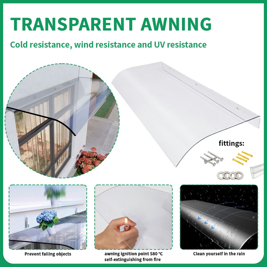Kanopi Atap Transparan/ Kanopi Plastik Atap Balkon Rumah Tangga /Anti Uv Dan Hujan  雨棚