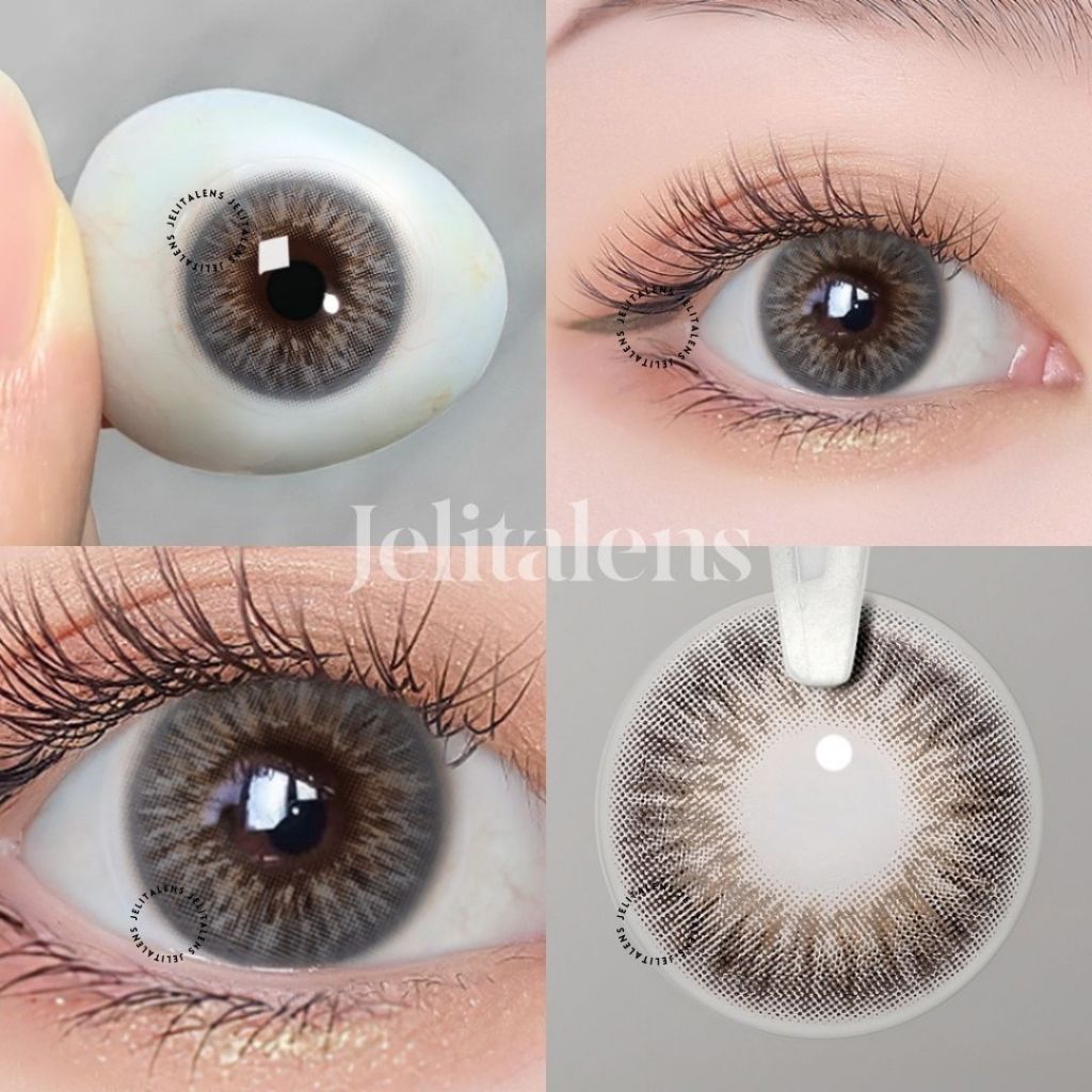 J63 Softlens Abu-Abu 14,5 MM Motif Natural Tanpa Ring / Softlens Grey Natural / Softlens Daily / Sof