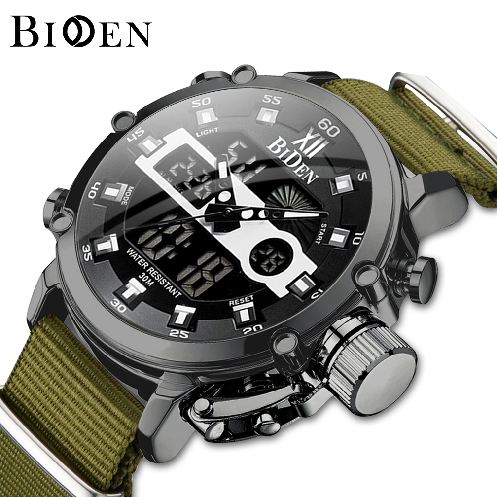 BIDEN Jam Tangan Pria 0164 Anti Air Sport Militer Analog Digital Luminous Display