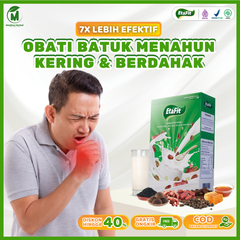 

ETAFIT - Solusi Batuk Kering Berdahak dan Batuk Menahun - Susu Kambing Etawa Murni 100% Asli Originial - Paket 1 Box
