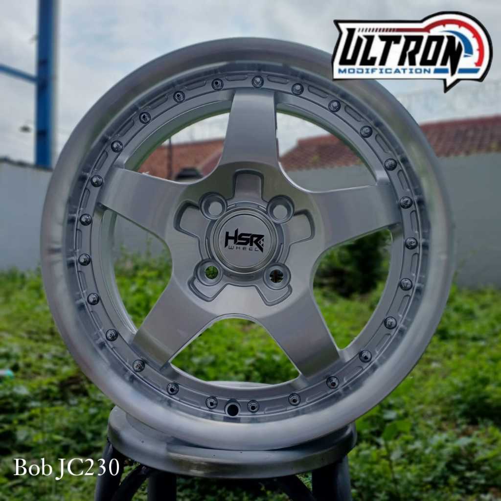 Velg Mobil Racig Hsr Wheel Tipe Bob R15x6,5 Baut 4x100 Model Celong Palang 5 Cocok Buat Brio Jazz Ag