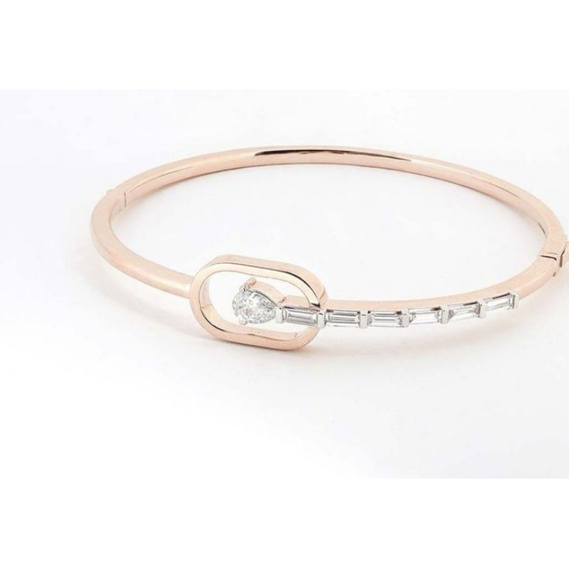 Gelang tangan emas wanita model bangle permata zircone putih