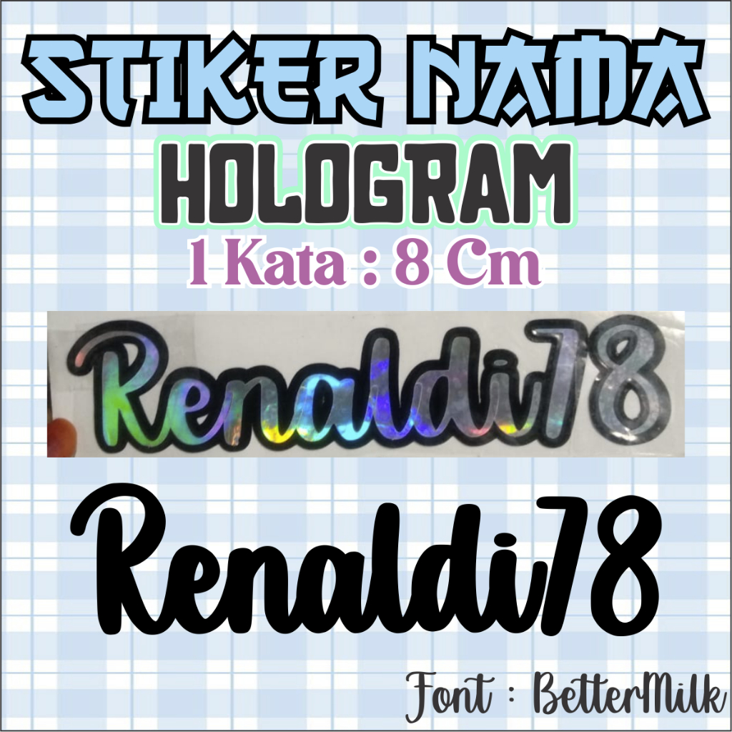 

Stiker Nama Hologram 2 Warna Custom Pakai Nama Sendiri bisa donk