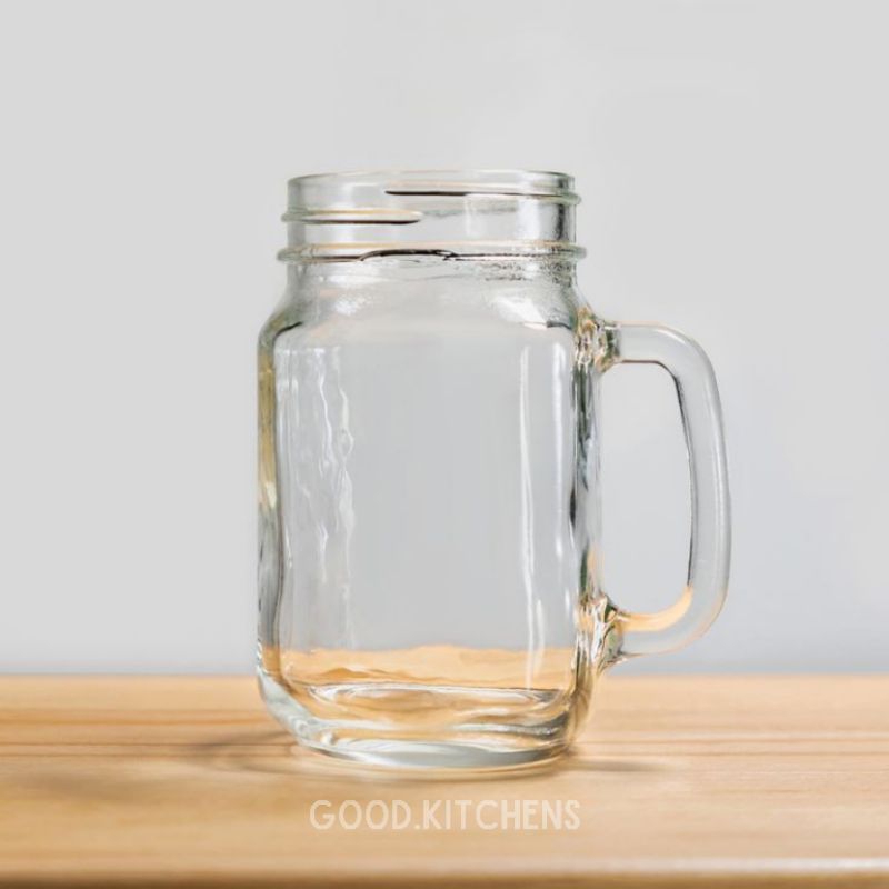 G160 GELAS KACA GELAS CAFE GELAS GAGANG MUG JAR TOPLES KACA SEGI TUTUP PLASTIK DJ-16