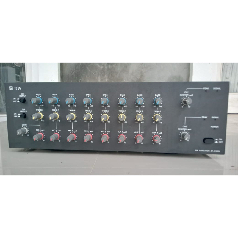 Ampli TOA ZA-2128M daya 2×120 watt. Barang bekas, normal, ori dan mulus seperti baru.