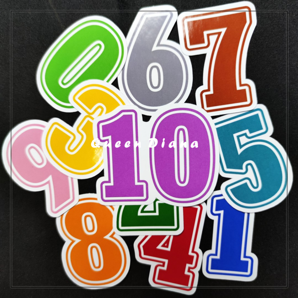 

stiker angka 1 sampai 10 tinggi 5 cm warna warni super cute bisa pilih warna