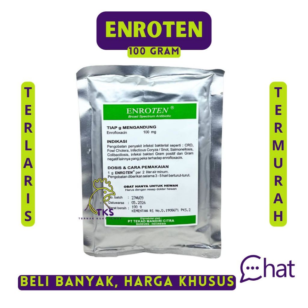 ENROTEN 100 gram - Obat Pernafasan Hewan