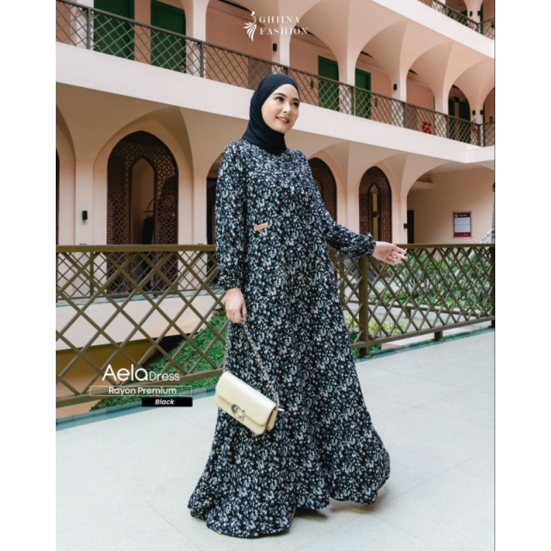 AELA DRESS TERBARU//GAMIS RAYON//DRESS MOTIF//GHINA FASHION