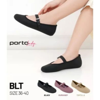 PORTO LADY BLT SANDAL BALLET PENGIKAT KANCING SANDAL WANITA FLAT 36-40 MEWAH
