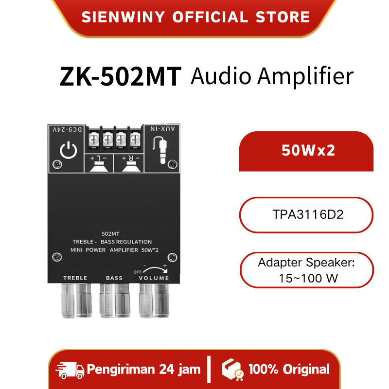 SIENWINY  ZK-502MT wuzhi logo 2.1 Stereo Bluetooth Audio Digital HIFI Power Amplifier Papan Modul 50