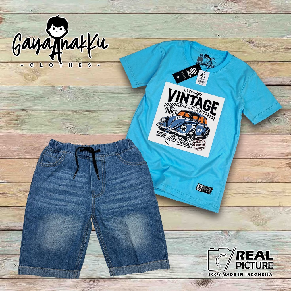 Setelan Jeans Pendek Anak Laki Laki Usia 8 Tahun / Setelan Kaos Celana anak Bahan Jeans