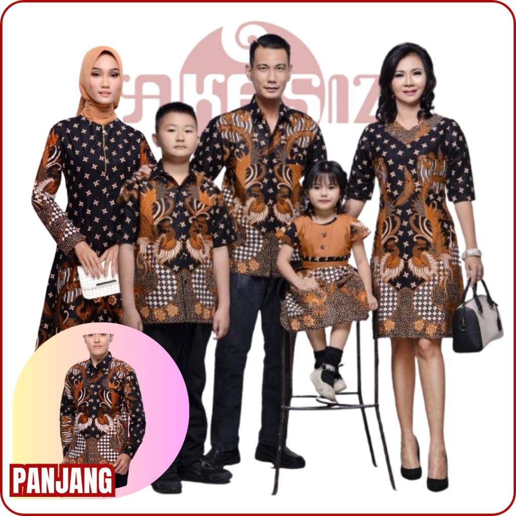 AE11 - Batik Couple Dress / Gamis  Seragam Keluarga Bahan Katun Lengan Pendek Motif Sogan - Rihanna 