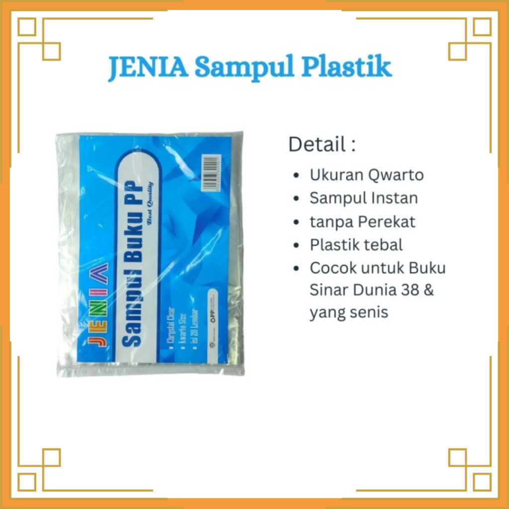 

JENIA Sampul plastik buku tulis ukuran quarto ( 1 pak isi 20 lembar )