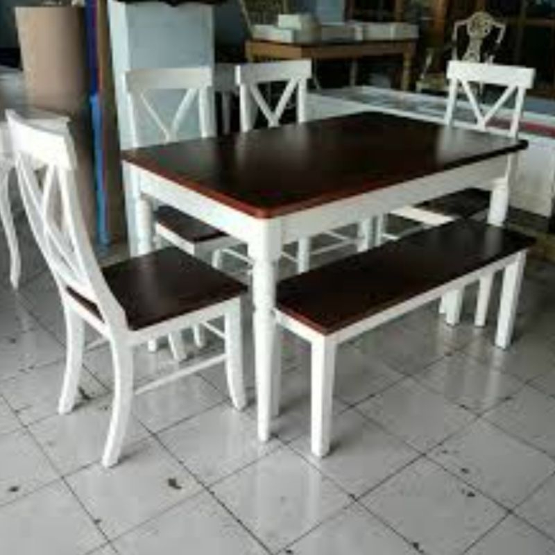 SET MEJA MAKAN MINIMALIS KAYU JATI SET MEJA MAKAN KAYU SOLID