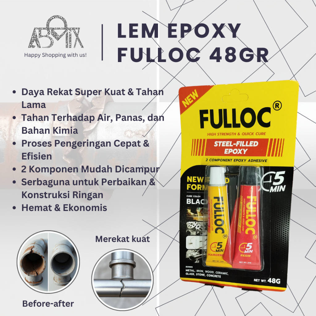Lem Besi Tahan Panas 300C Durasteel Epoxy 5 Menit Lem Mesin Radiator
