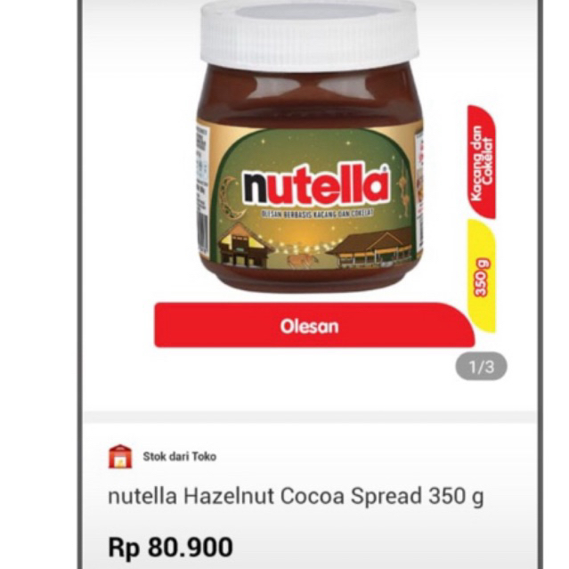 

selai Nutella ukuran 200gr dan 350gr