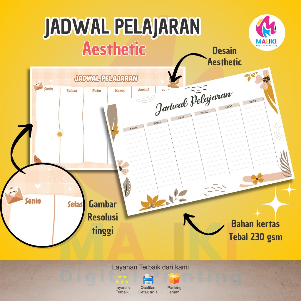 Poster JADWAL PELAJARAN Aesthetic - Poster sekolah  - jadwal pelajaran Kekinian