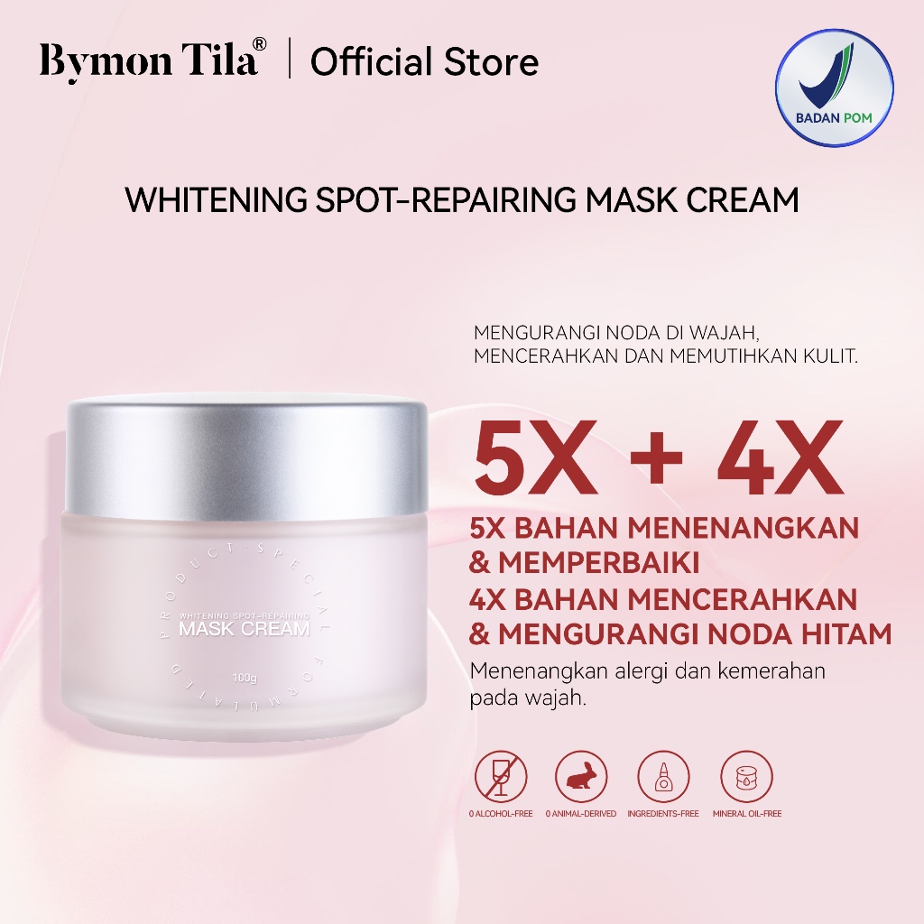 BymonTila 30mL Whitening Spot-Repairing Mask Cream, Niacinamide, Alpha-Arbutin, 377, Royal Jelly Ext